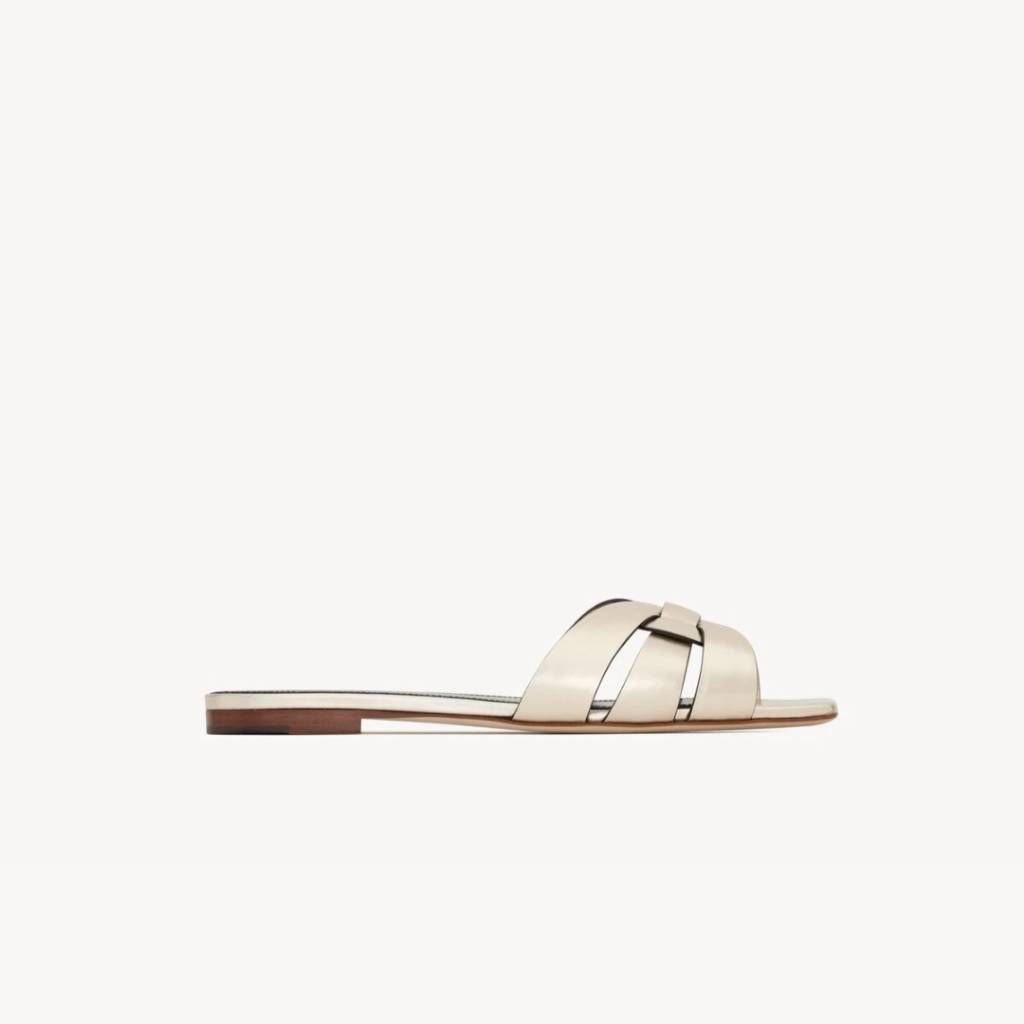 Saint Laurent Tribute Mules In Metallic Leather